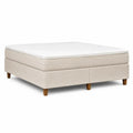 cama tapizada base de cama con patas de madera estructura de MDF y acero tejido beige 160 x 200 cm